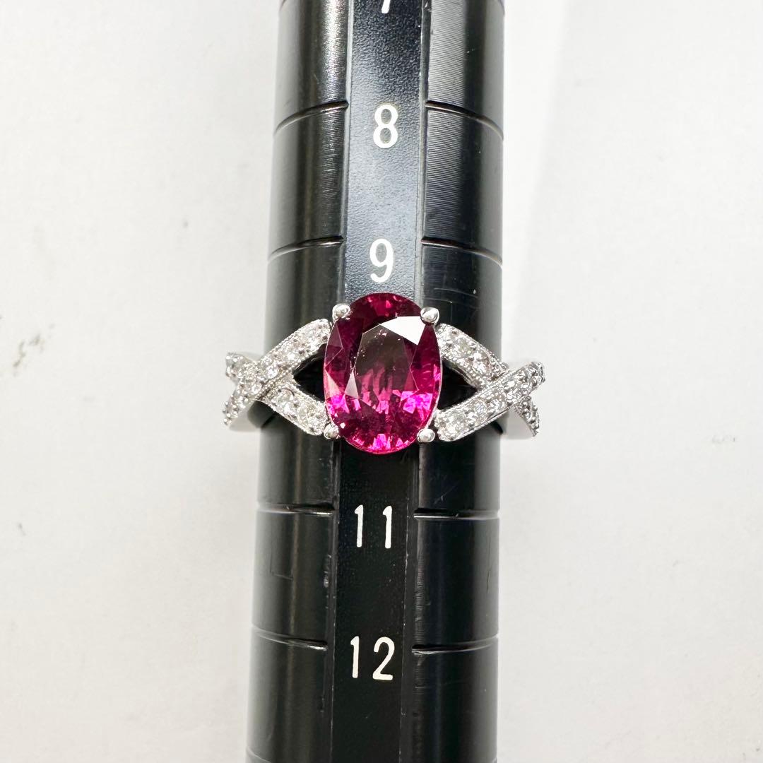 【K18】ルベライト ダイヤモンド リング