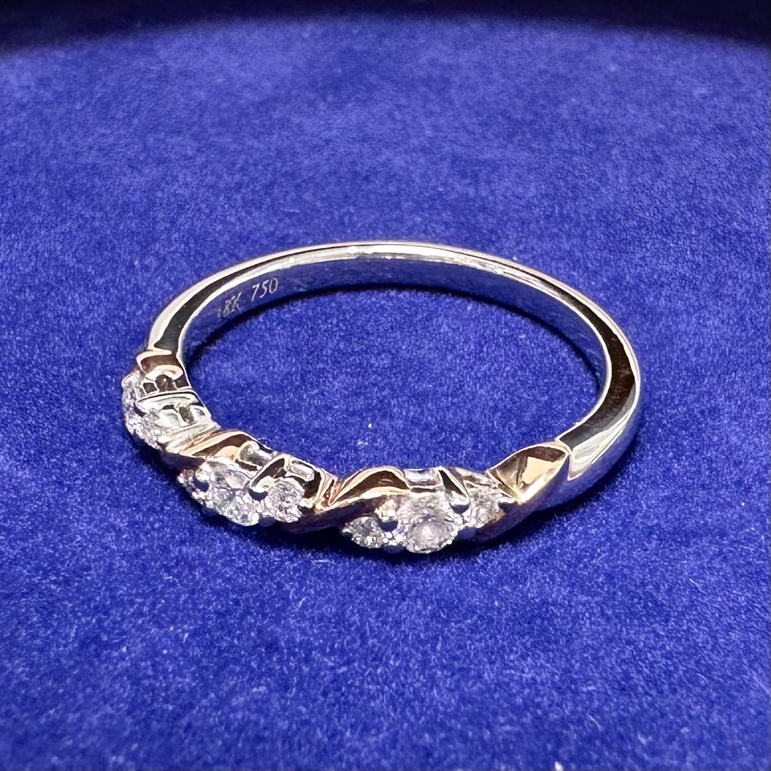 K18 ダイヤモンド リング 0.25ct コンビカラー