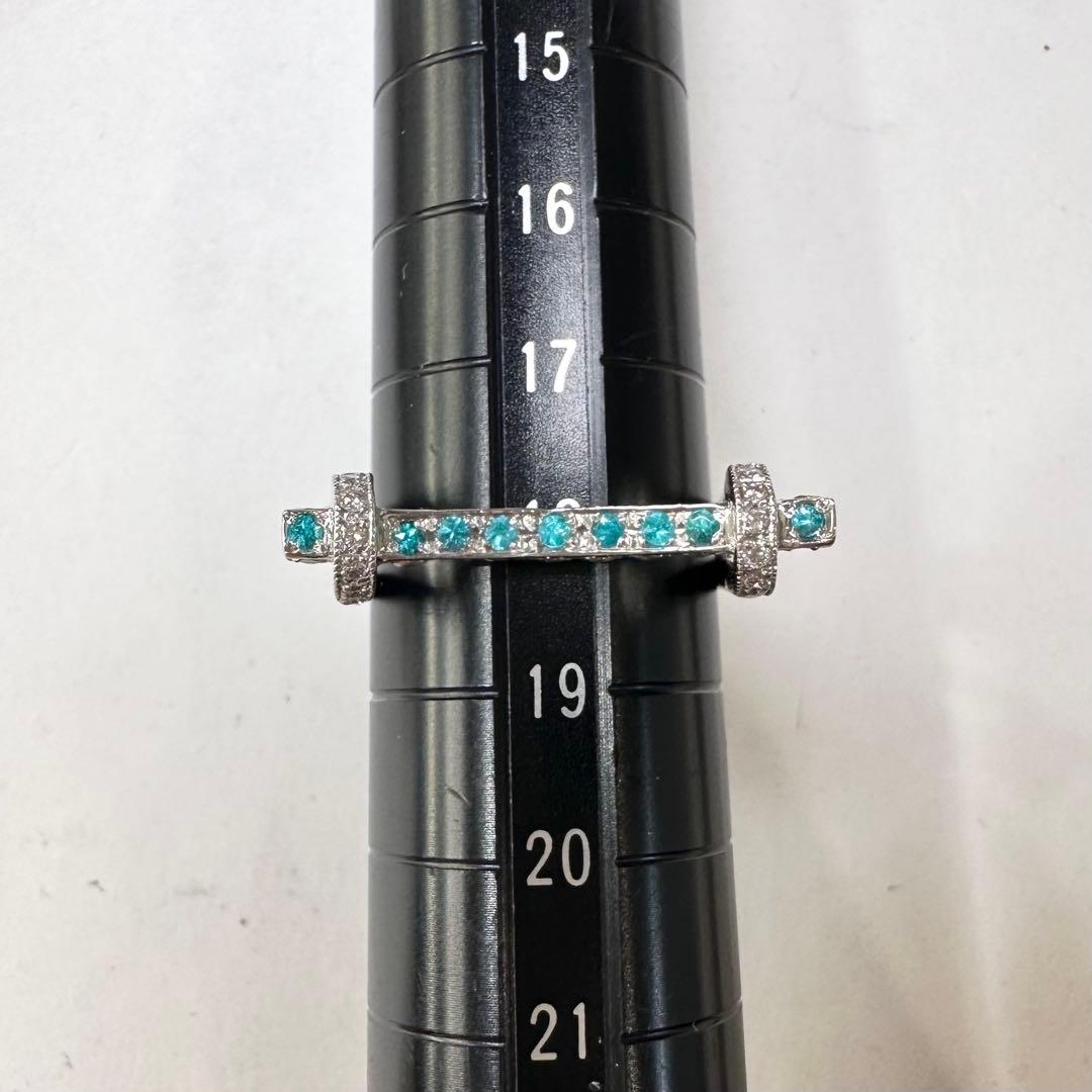 PT900 パライバトルマリン0.14ct ダイヤモンドリング