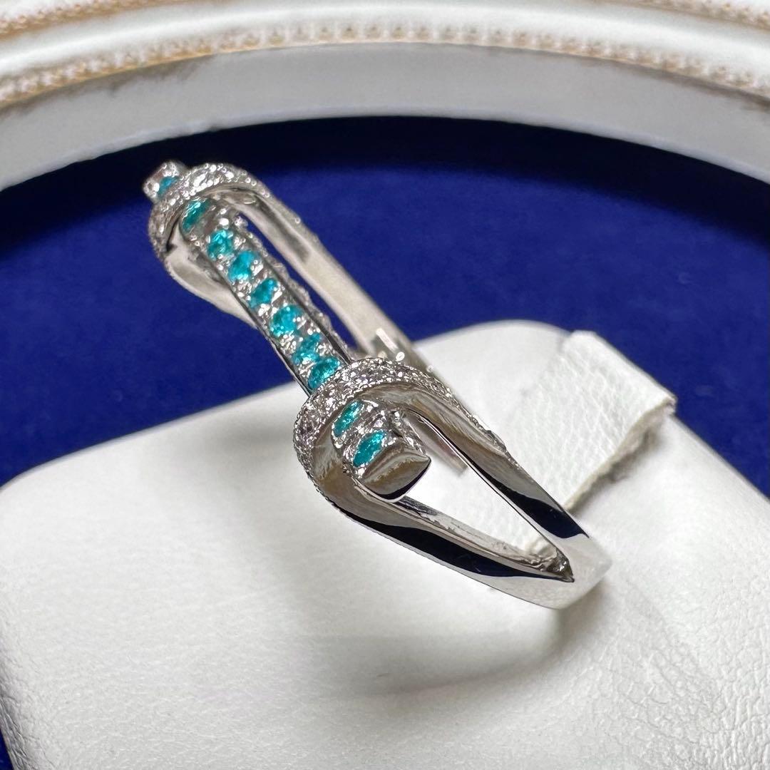 PT900 パライバトルマリン0.14ct ダイヤモンドリング