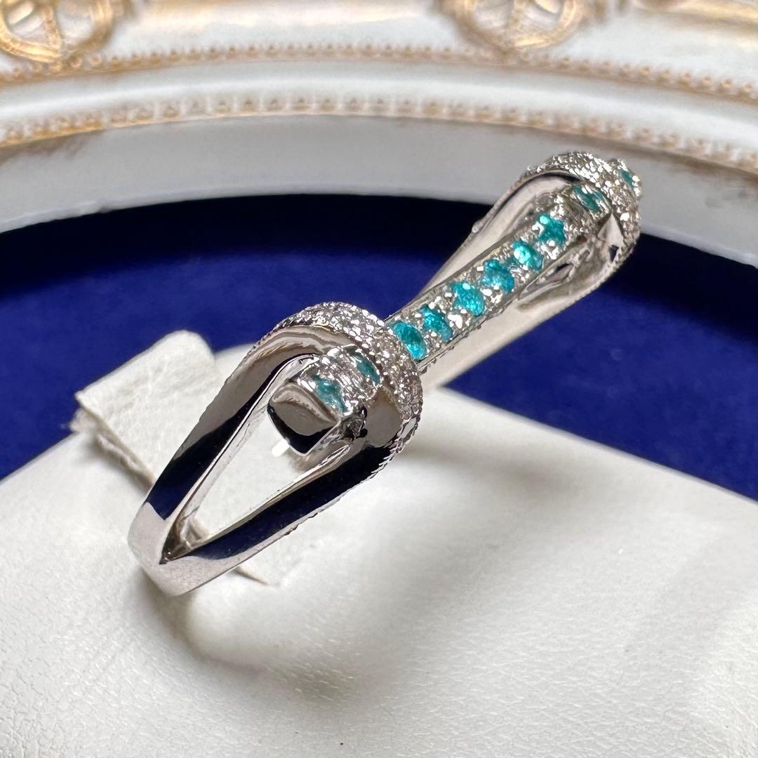 PT900 パライバトルマリン0.14ct ダイヤモンドリング