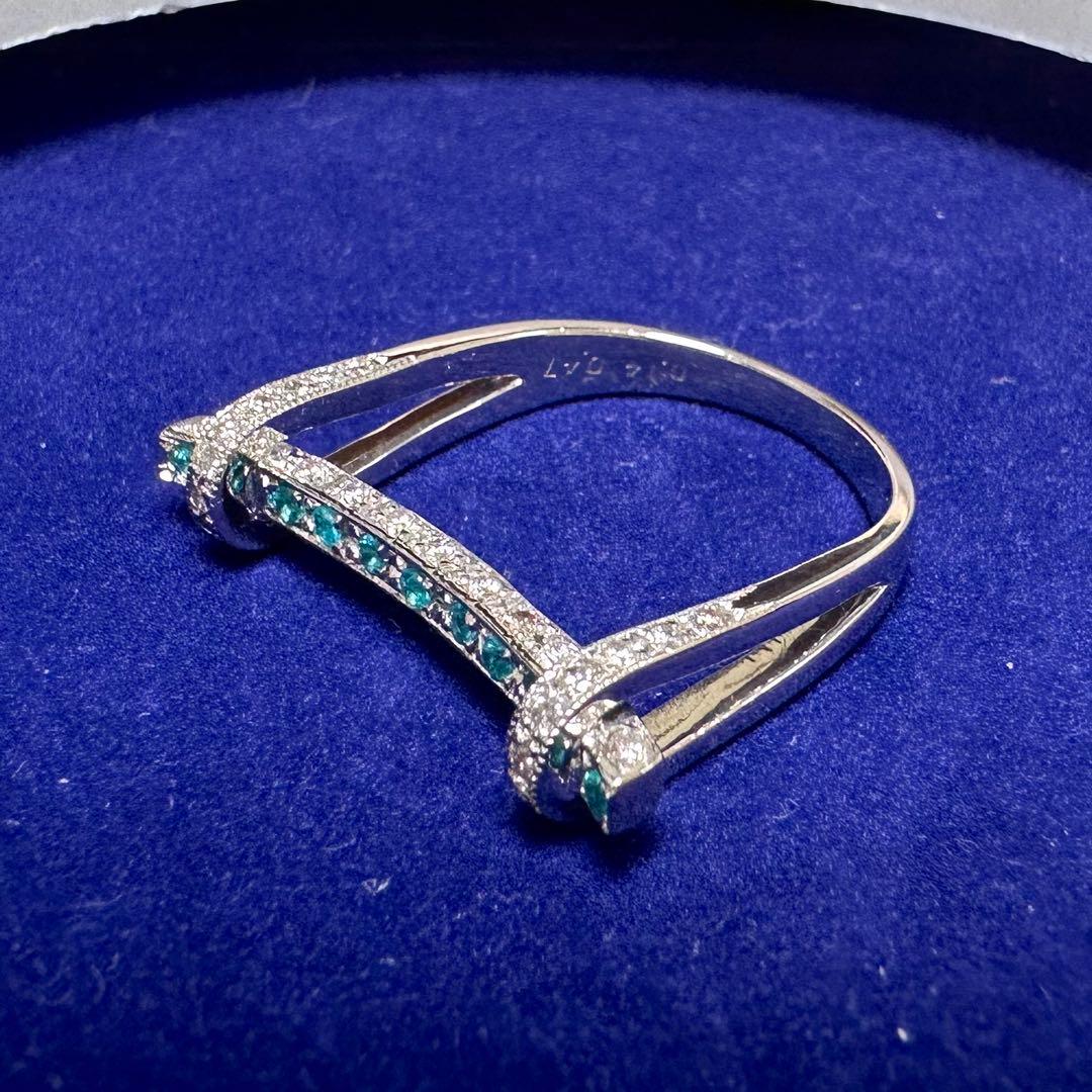 PT900 パライバトルマリン0.14ct ダイヤモンドリング