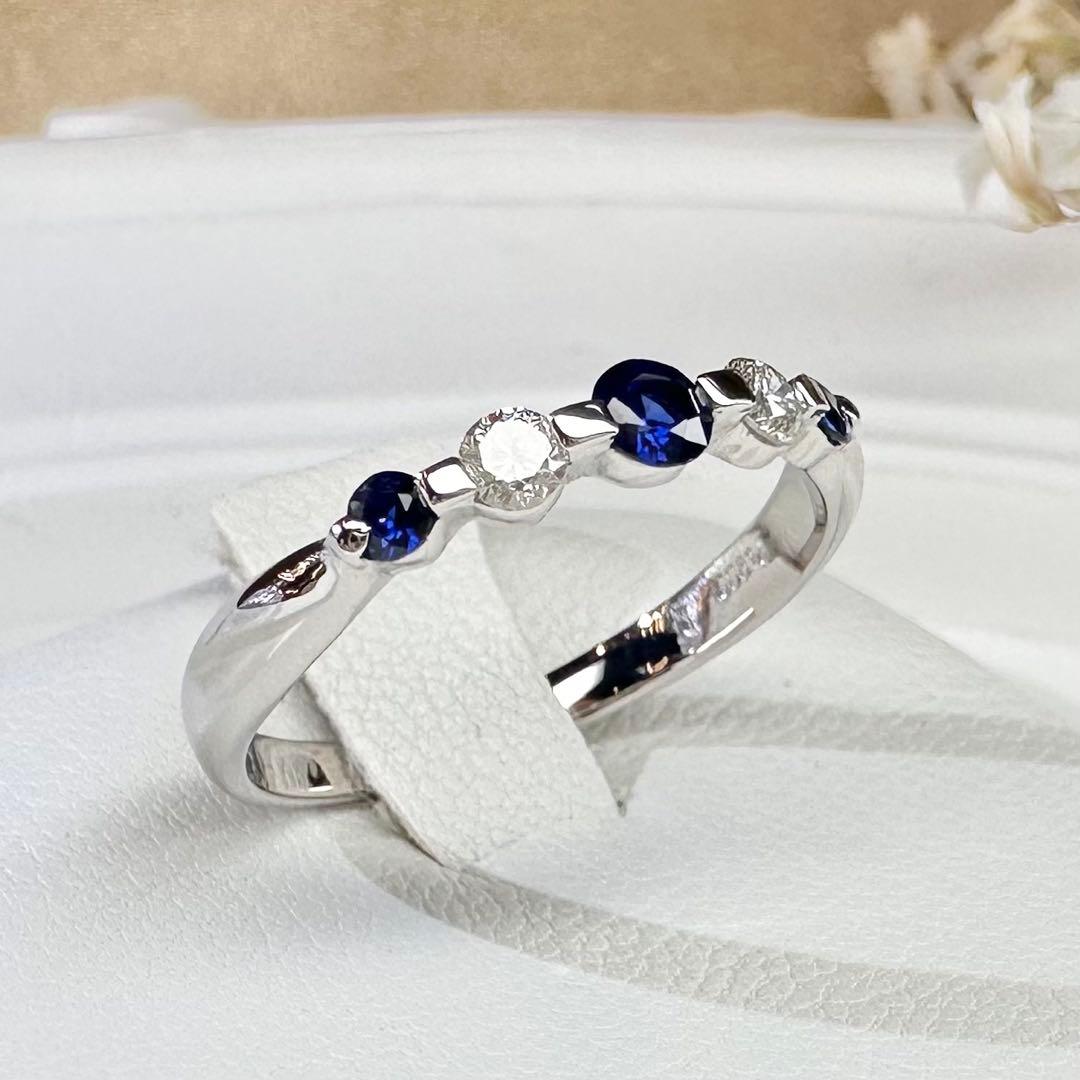 【美品】PT900 サファイア 0.25ct ダイヤ リング