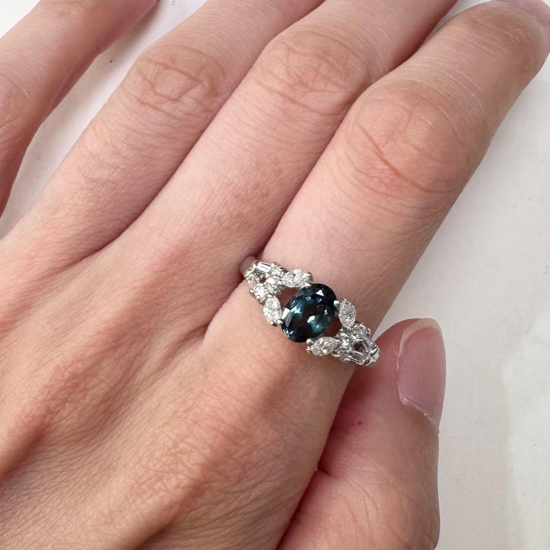 PT900 アレキサンドライト ダイヤモンド リング 0.88ct 希少石