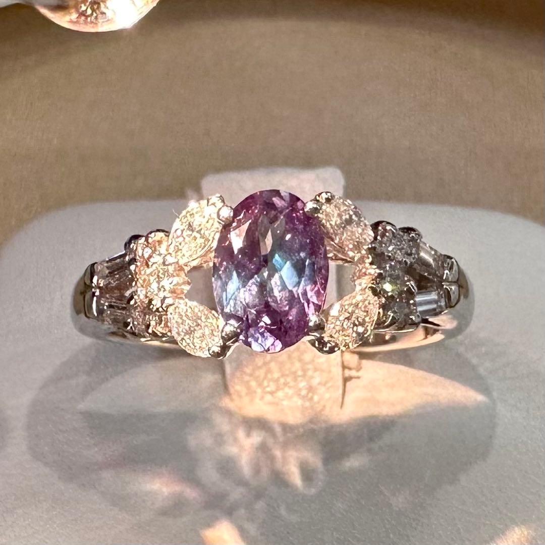 PT900 アレキサンドライト ダイヤモンド リング 0.88ct 希少石