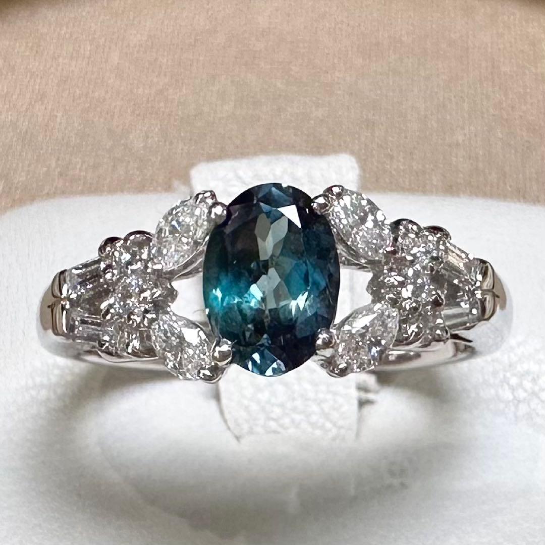 PT900 アレキサンドライト ダイヤモンド リング 0.88ct 希少石