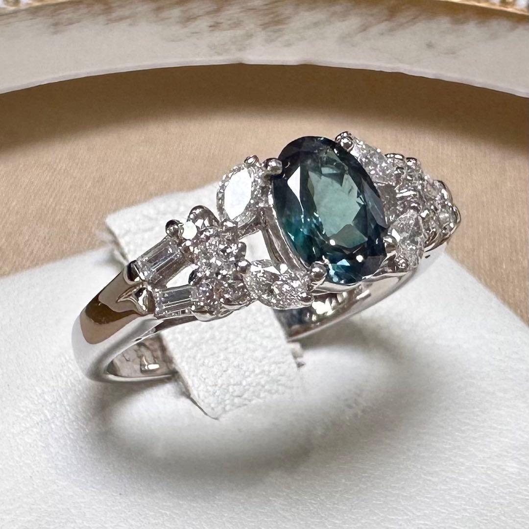 PT900 アレキサンドライト ダイヤモンド リング 0.88ct 希少石