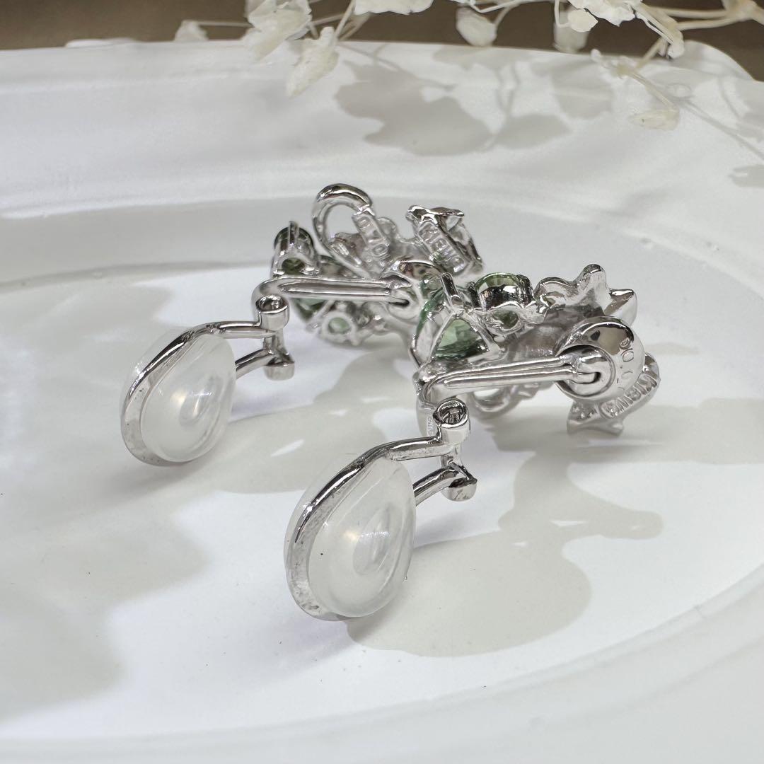 【K18】グリーントルマリン ピアス 0.7/0.67ct ダイヤ