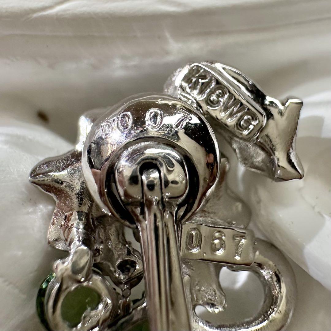 【K18】グリーントルマリン ピアス 0.7/0.67ct ダイヤ