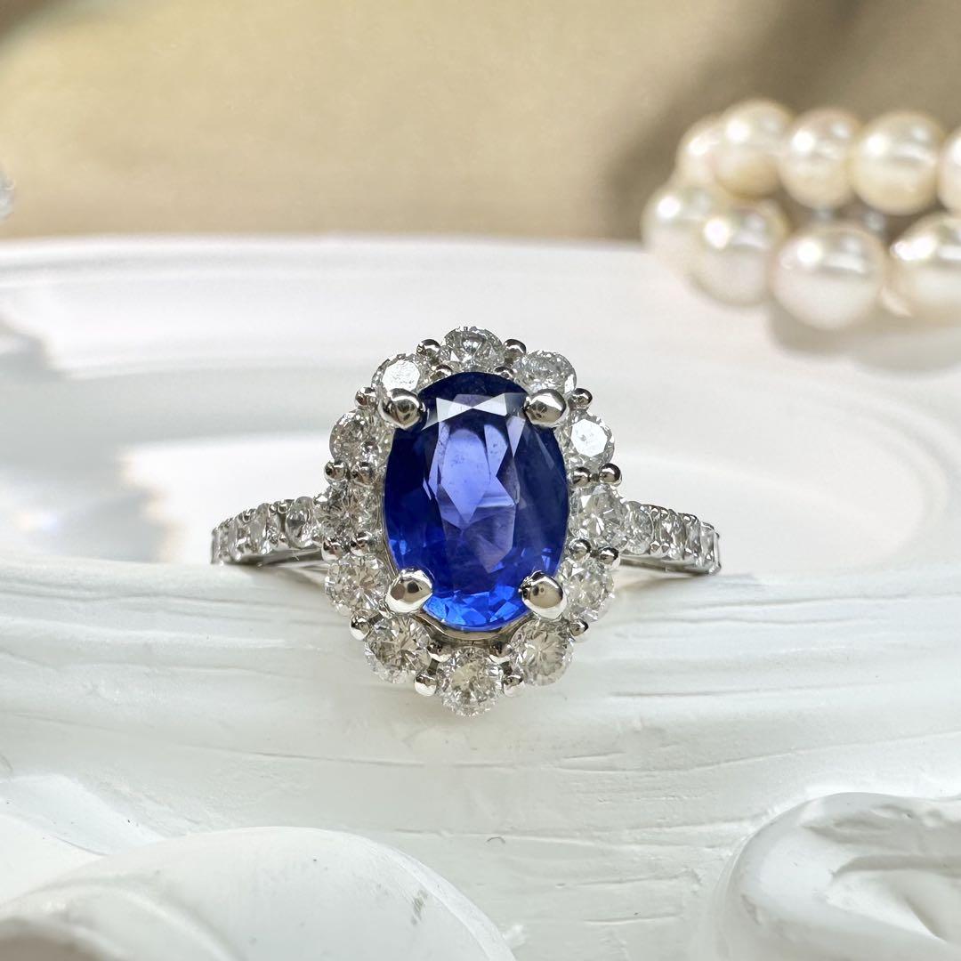 【NO HEAT】PT900 サファイア1.39ct リング 非加熱