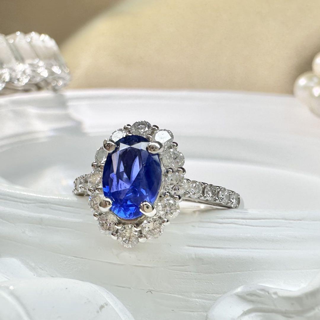 【NO HEAT】PT900 サファイア1.39ct リング 非加熱