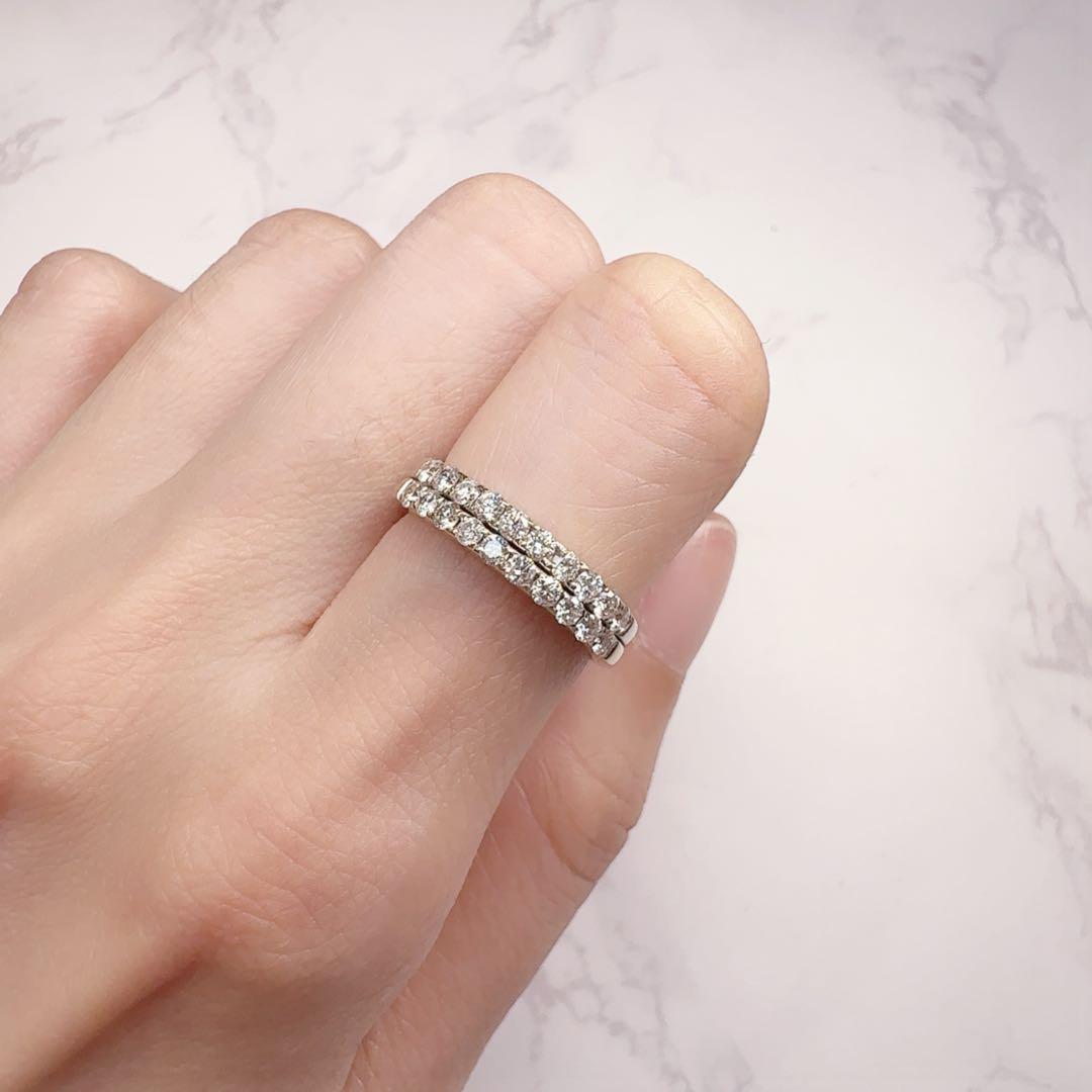 【K18WG】ダイヤモンド0.30/0.25ctリング エタニティ　重ねつけ