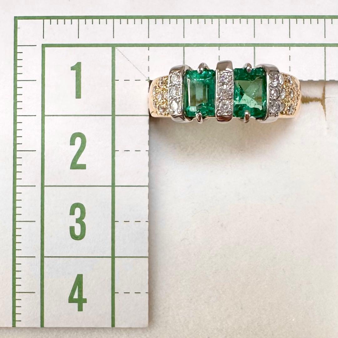 PT900/K18 エメラルド リング ダイヤモンド 1.26ct