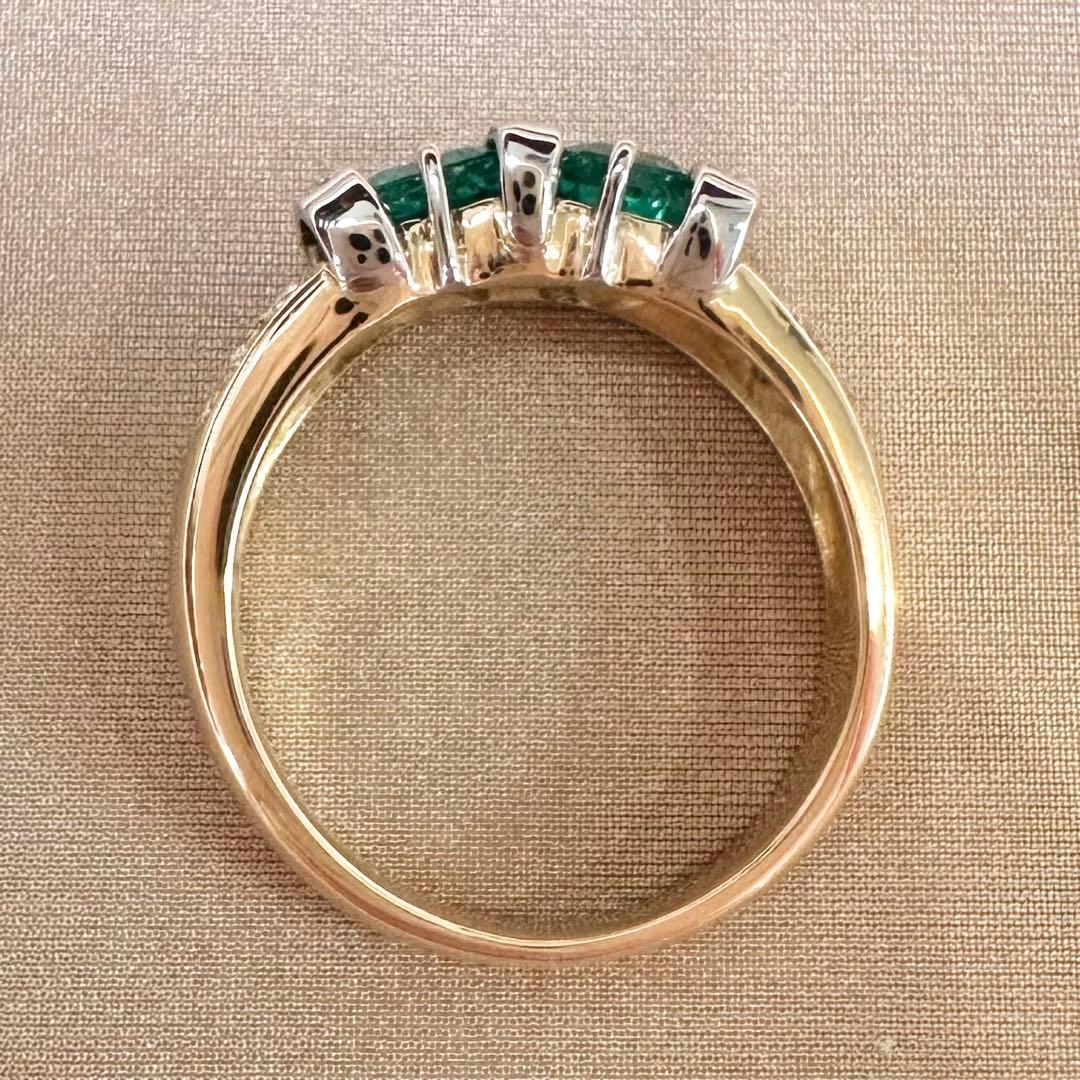 PT900/K18 エメラルド リング ダイヤモンド 1.26ct