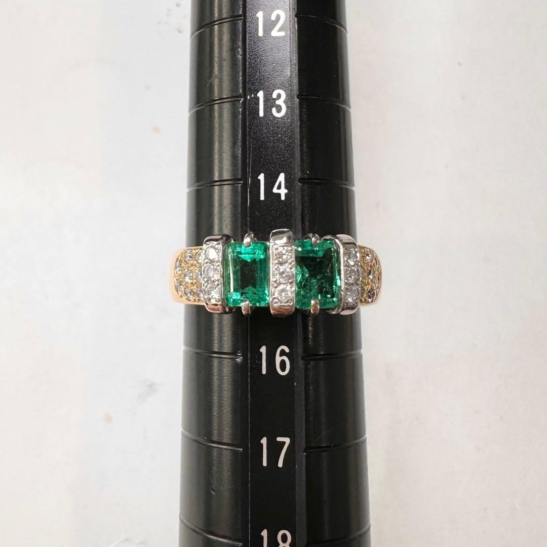 PT900/K18 エメラルド リング ダイヤモンド 1.26ct