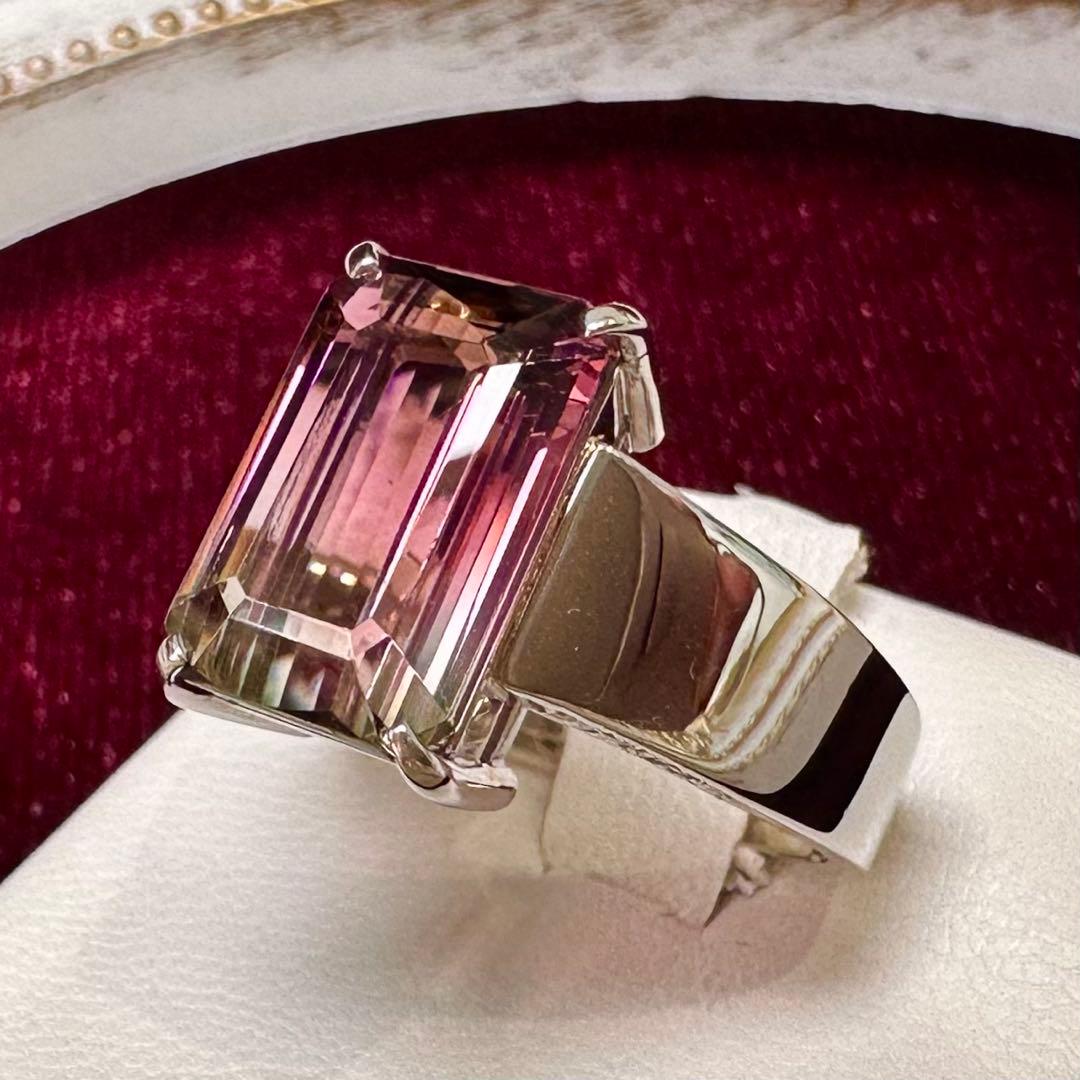 PT900 ウォーターメロントルマリン リング　5.12ct 大粒