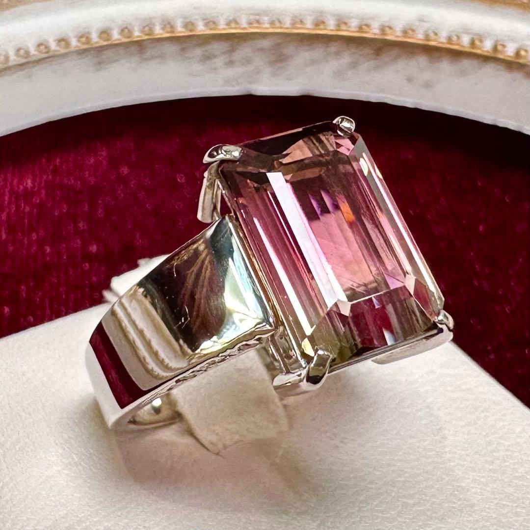 PT900 ウォーターメロントルマリン リング　5.12ct 大粒
