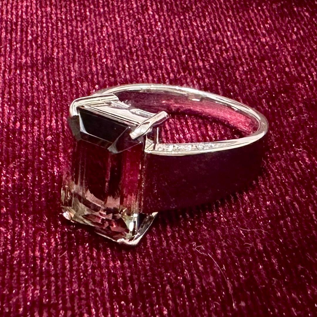 PT900 ウォーターメロントルマリン リング　5.12ct 大粒
