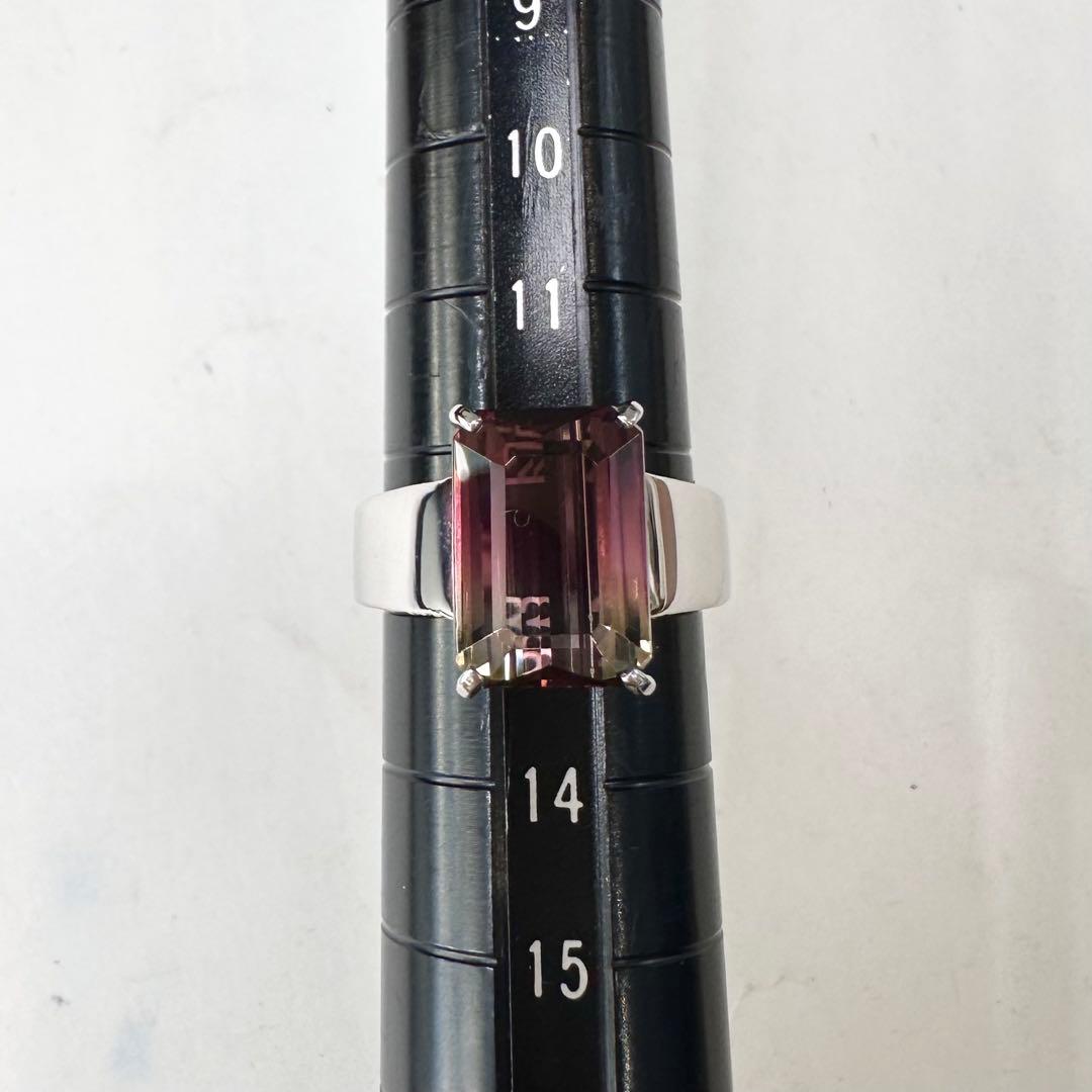 PT900 ウォーターメロントルマリン リング　5.12ct 大粒