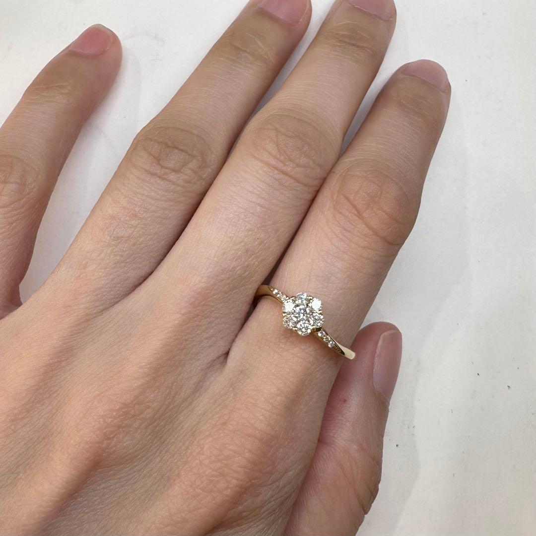 【K18】ダイヤモンド 0.3ct リング 花デザイン