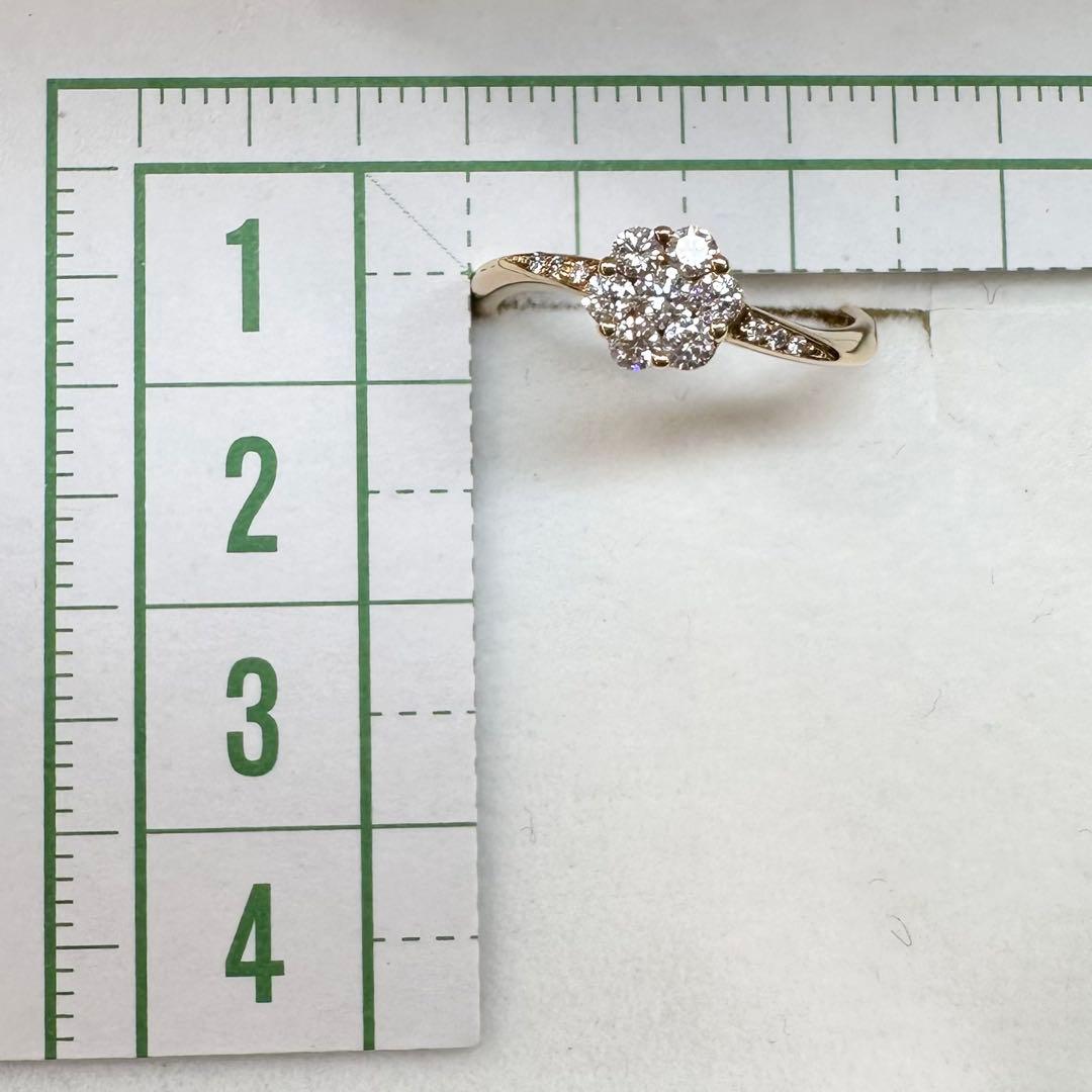 【K18】ダイヤモンド 0.3ct リング 花デザイン