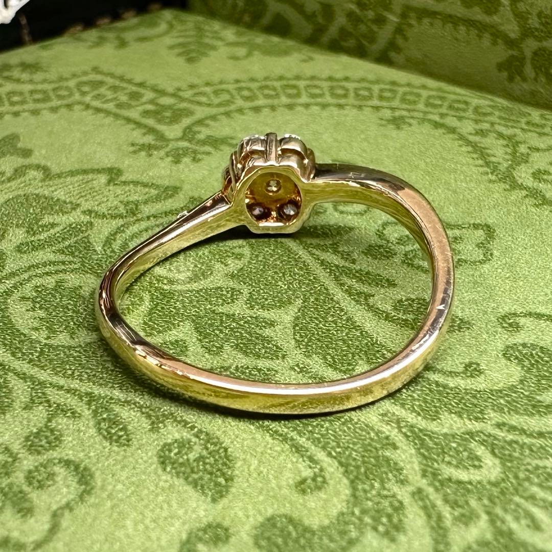 【K18】ダイヤモンド 0.3ct リング 花デザイン