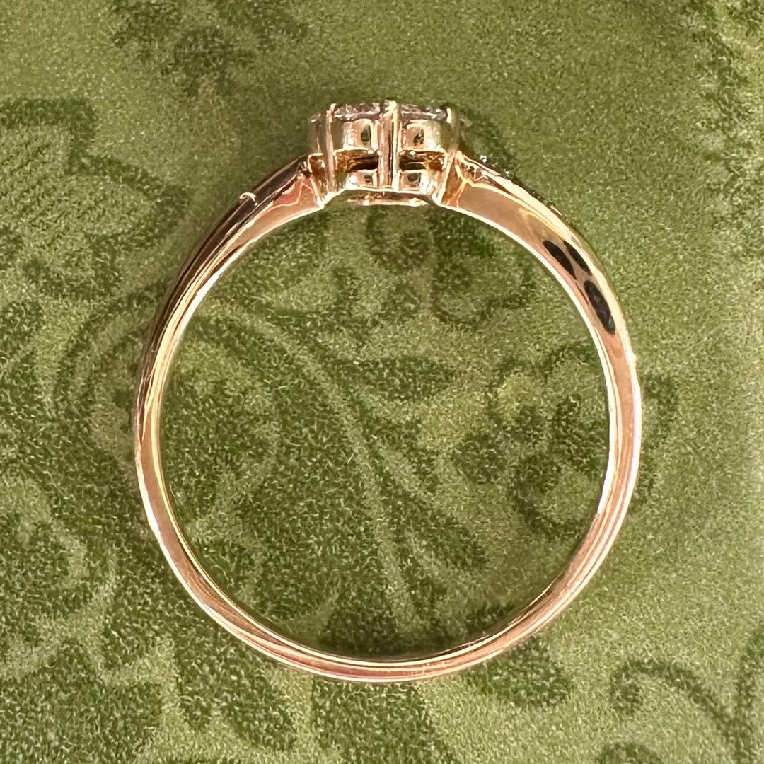 【K18】ダイヤモンド 0.3ct リング 花デザイン
