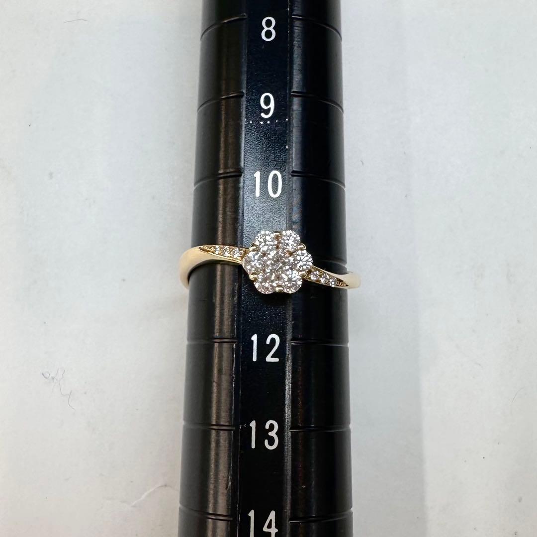 【K18】ダイヤモンド 0.3ct リング 花デザイン