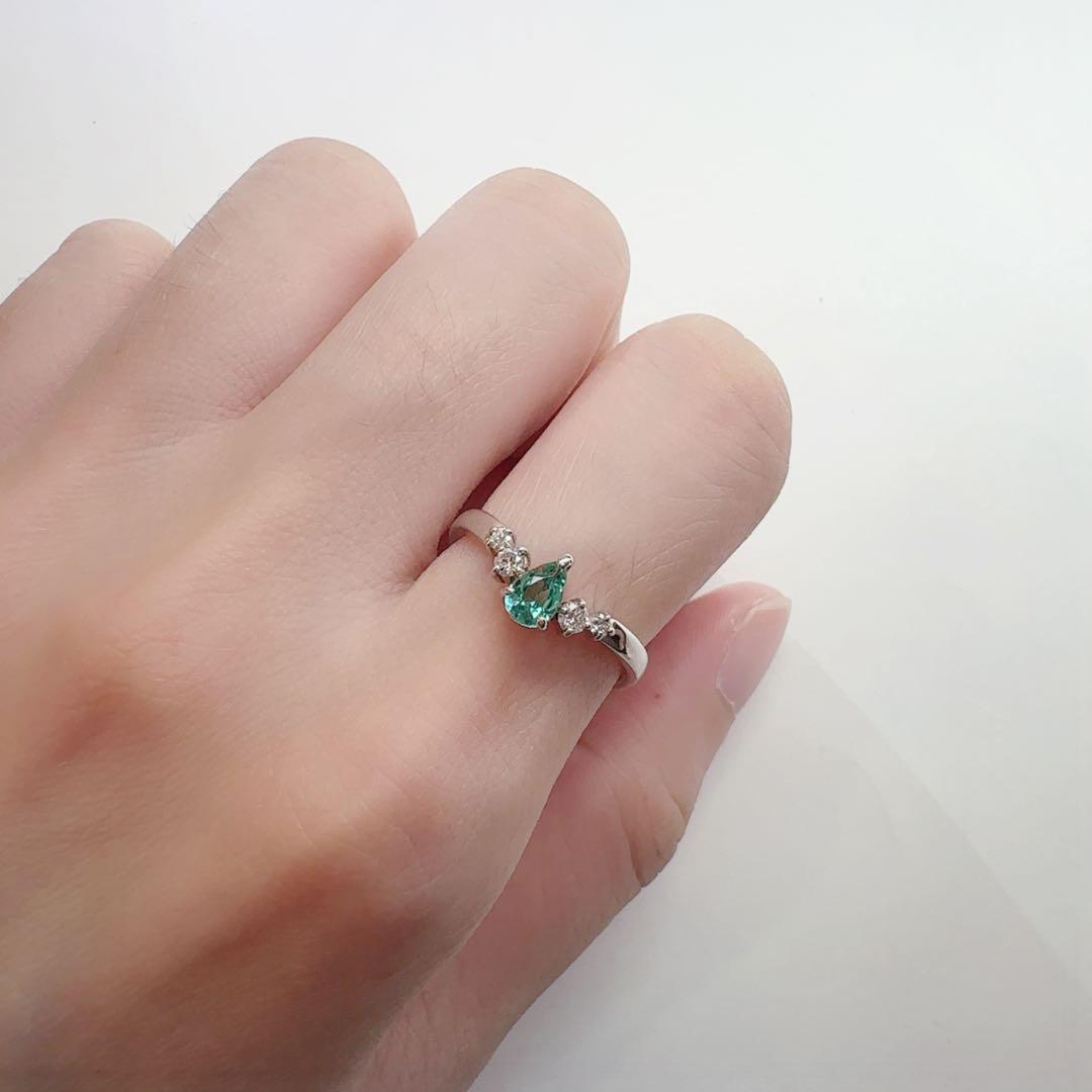 【美品】PT900 パライバトルマリン 0.30ct ダイヤモンド リング