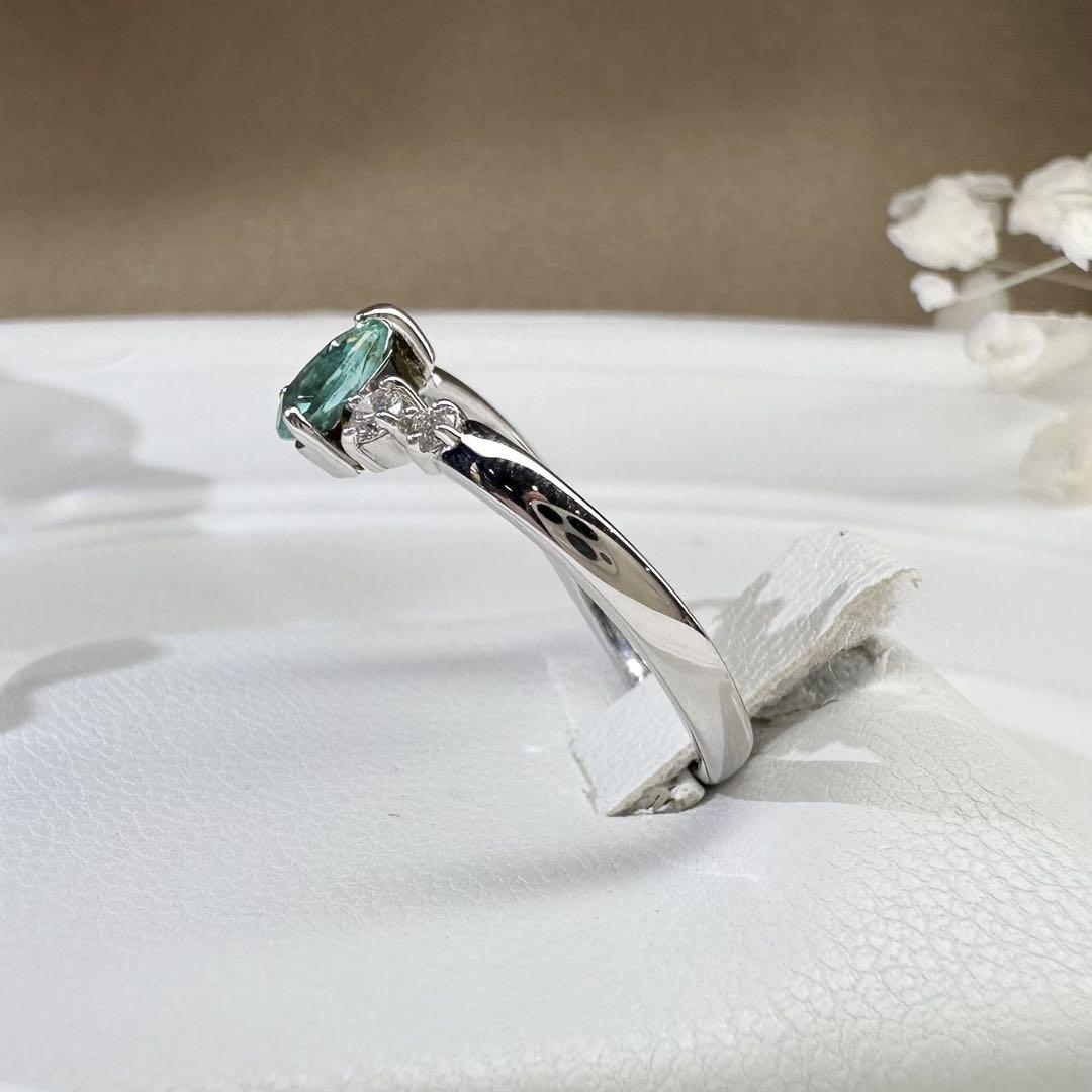 【美品】PT900 パライバトルマリン 0.30ct ダイヤモンド リング