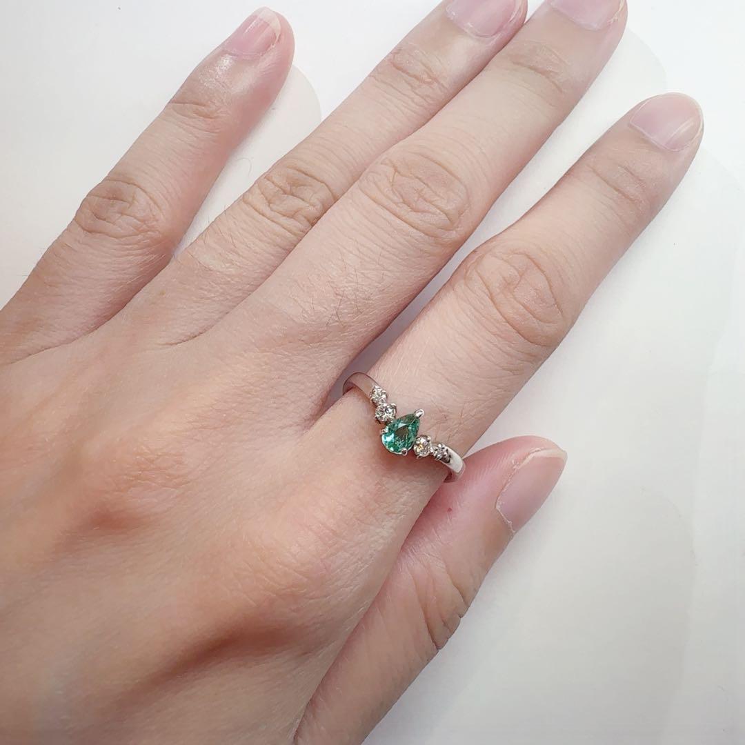 【美品】PT900 パライバトルマリン 0.30ct ダイヤモンド リング