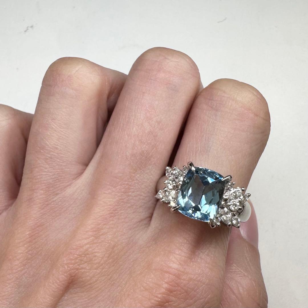 【美品】PT900 アクアマリン 3.18ct リング