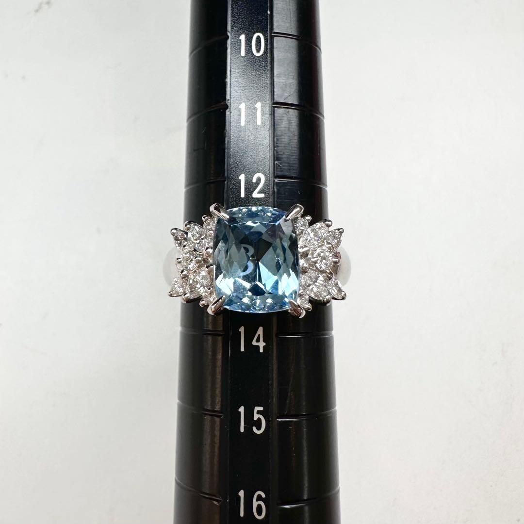 【美品】PT900 アクアマリン 3.18ct リング