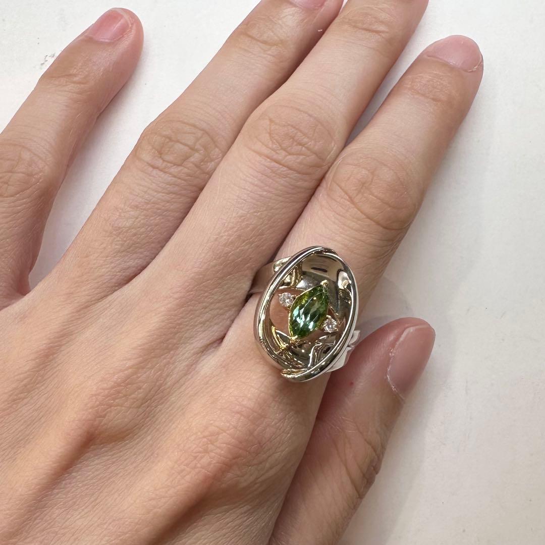 【美品】K18/PT900トルマリン0.75ct リング
