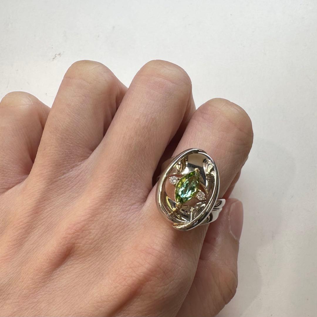 【美品】K18/PT900トルマリン0.75ct リング