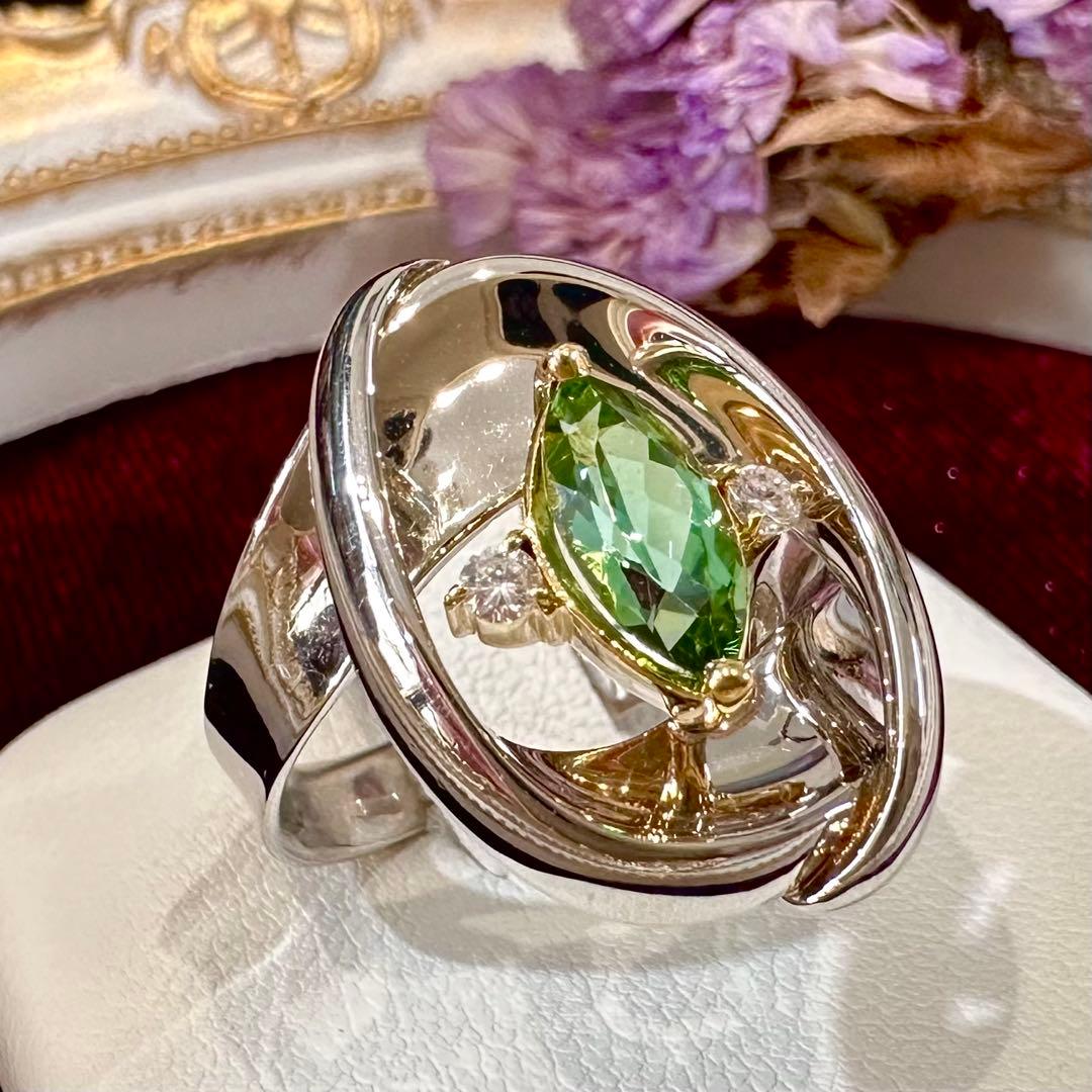 【美品】K18/PT900トルマリン0.75ct リング