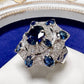 PT900 サファイア 2.16ct ダイヤモンド デザインリング 雪モチーフ