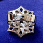 PT900 サファイア 2.16ct ダイヤモンド デザインリング 雪モチーフ