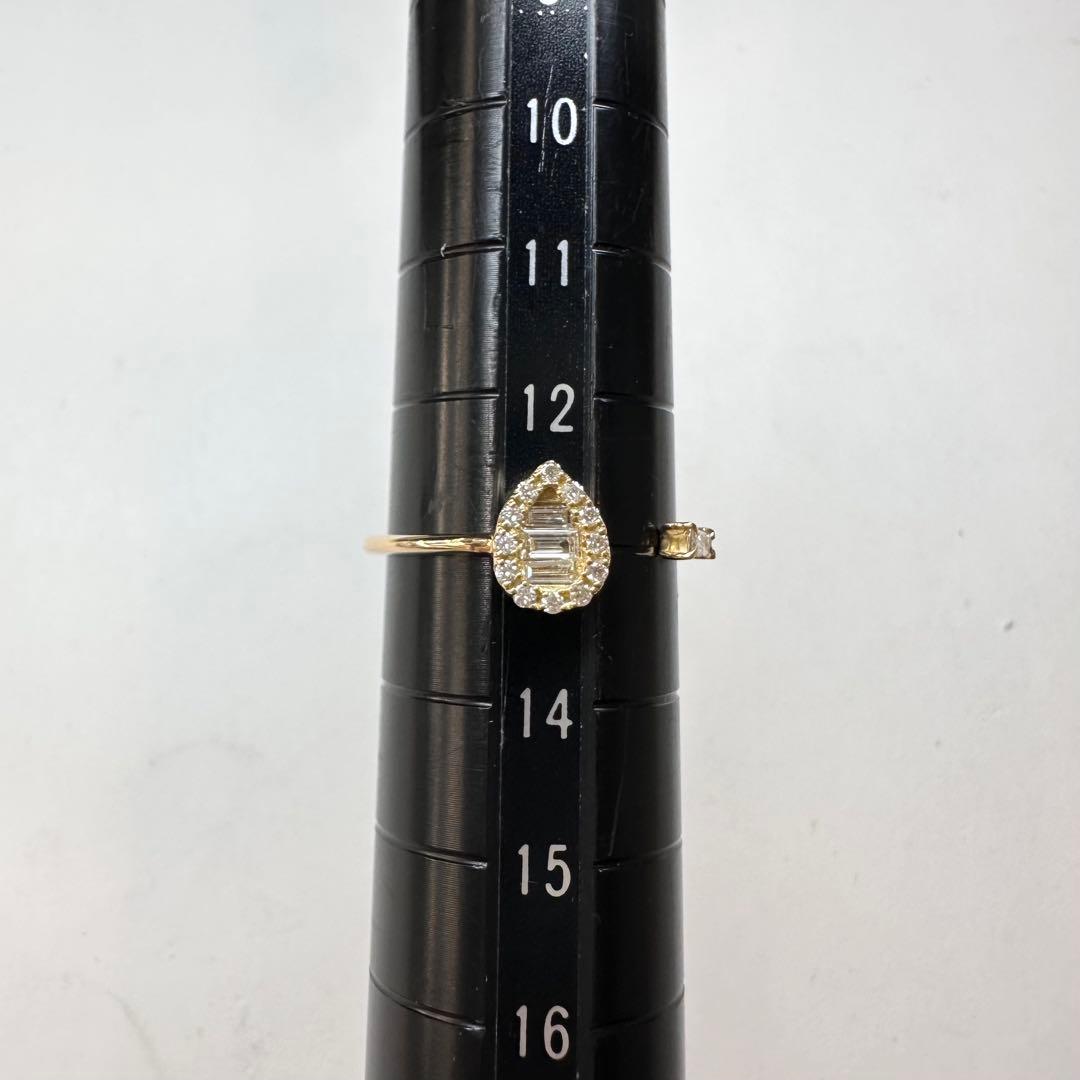 K18 ダイヤモンド0.20ct フリーリング オープンリング ティアドロップ