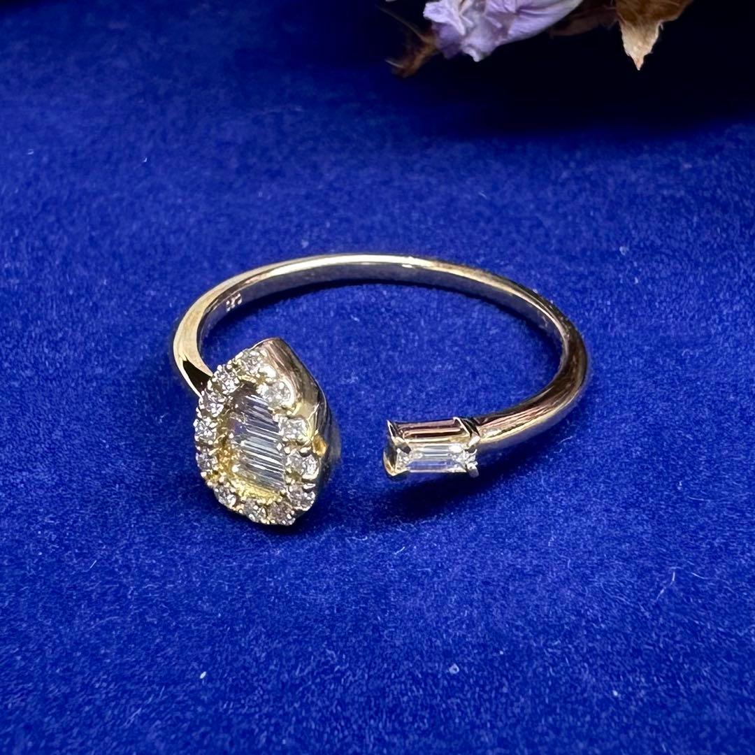 K18 ダイヤモンド0.20ct フリーリング オープンリング ティアドロップ