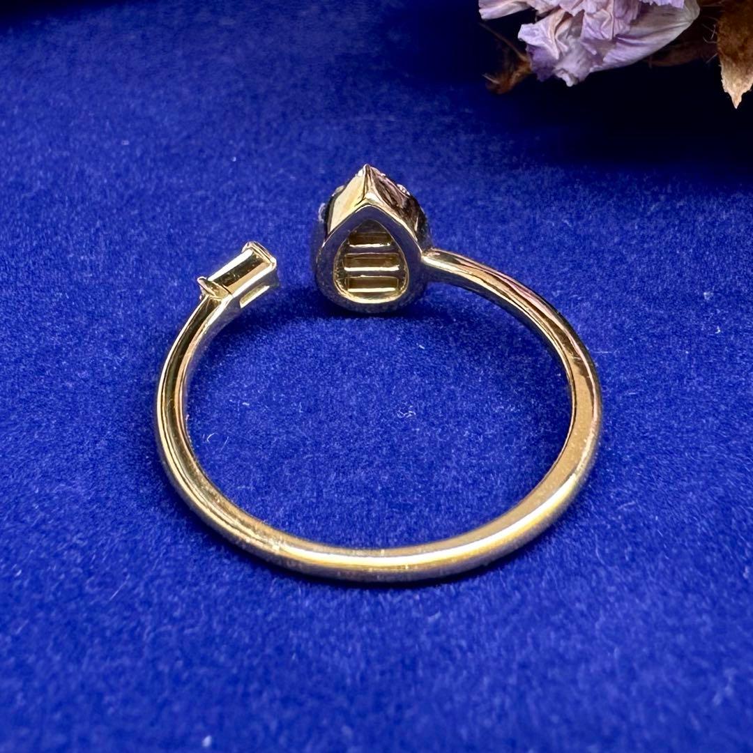 K18 ダイヤモンド0.20ct フリーリング オープンリング ティアドロップ