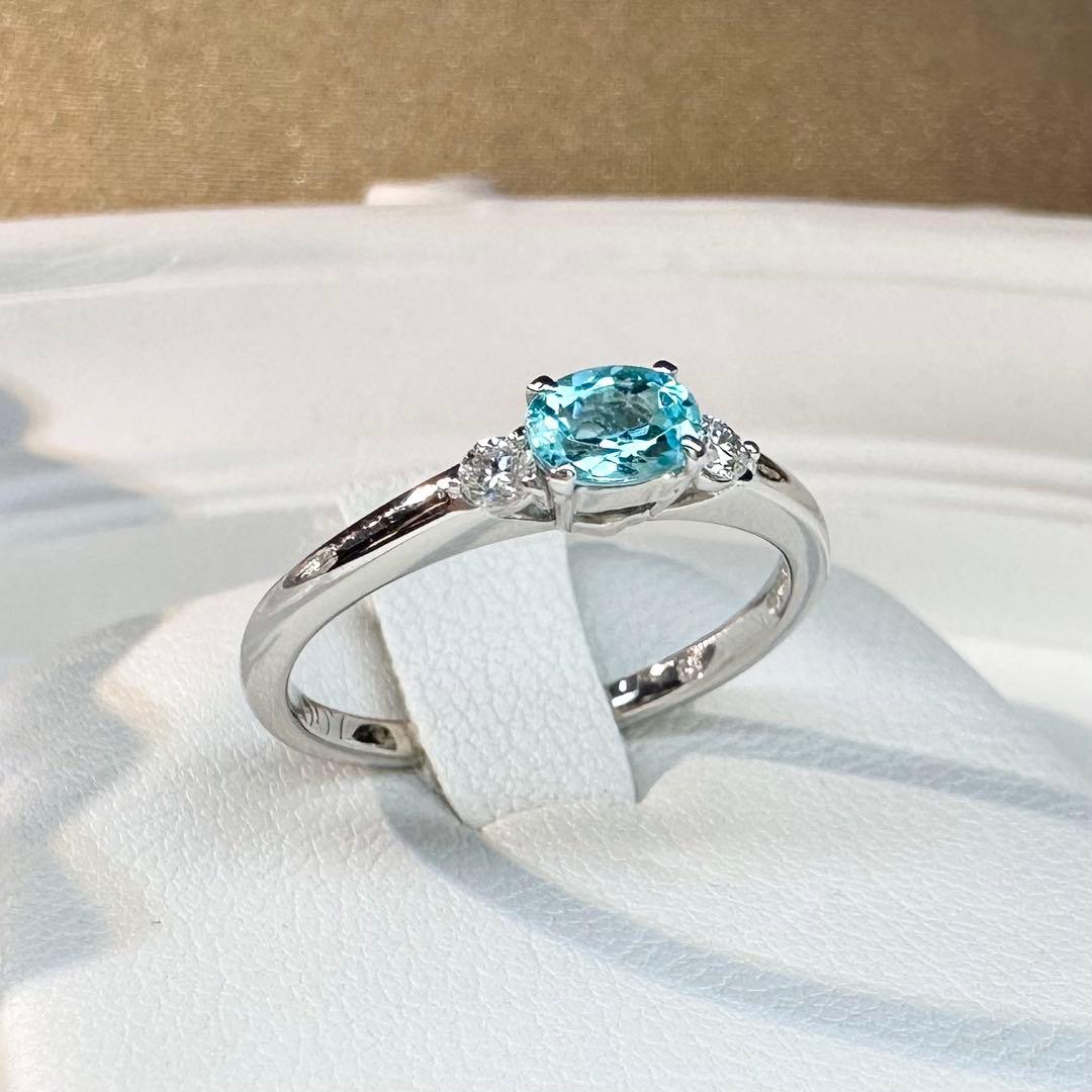 【美品】PT900 パライバトルマリン0.26ct ダイヤ リング