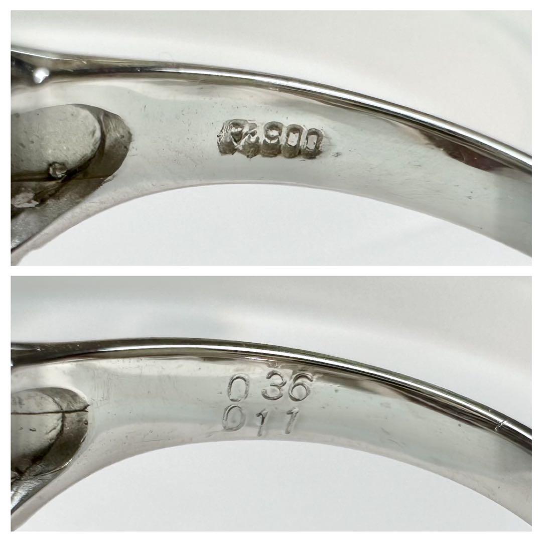 【美品】Pt900 ルビー 0.36ct ラインデザイン リング ダイヤ