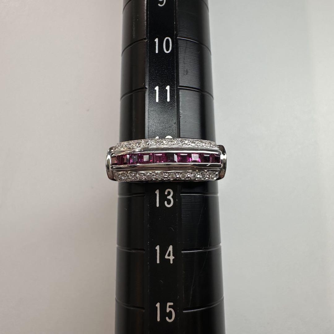 【美品】Pt900 ルビー 0.36ct ラインデザイン リング ダイヤ