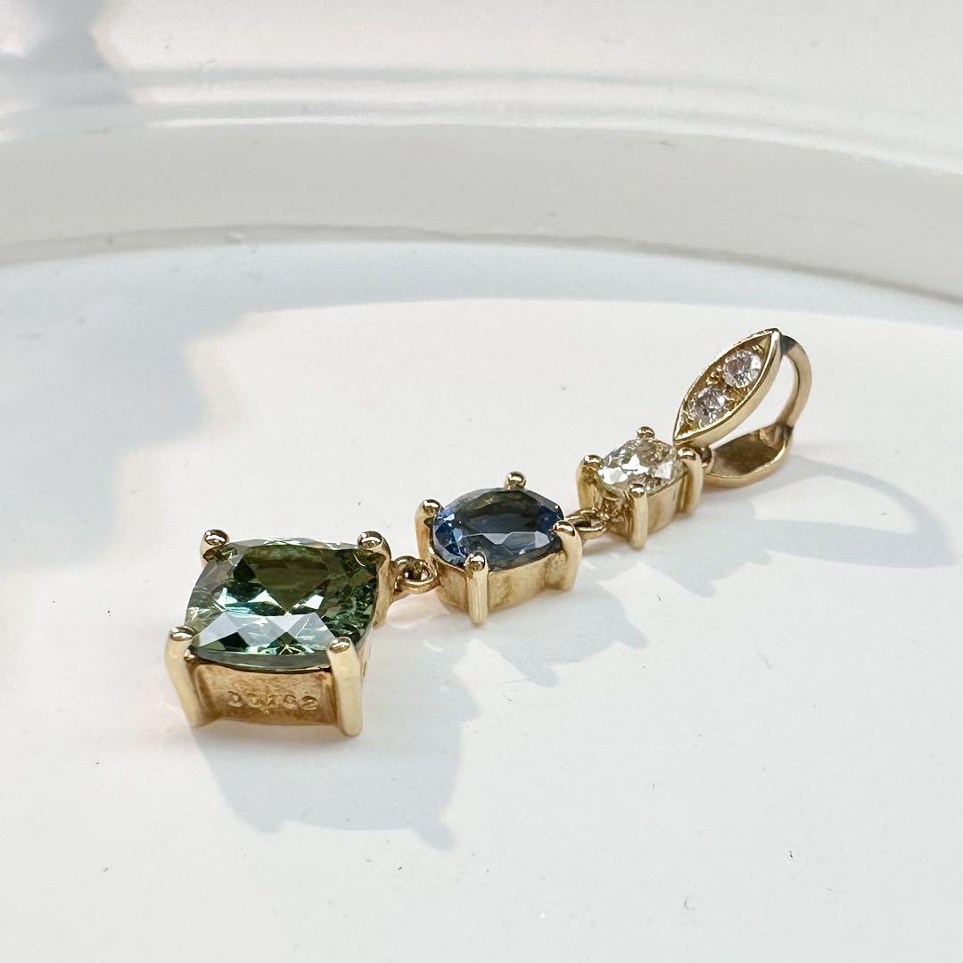 【K18】デマントイドガーネット1.27ct サンタマリアアクア　ペンダント K18】デマントイドガーネット1.27ct サンタマリアアクアペンダント