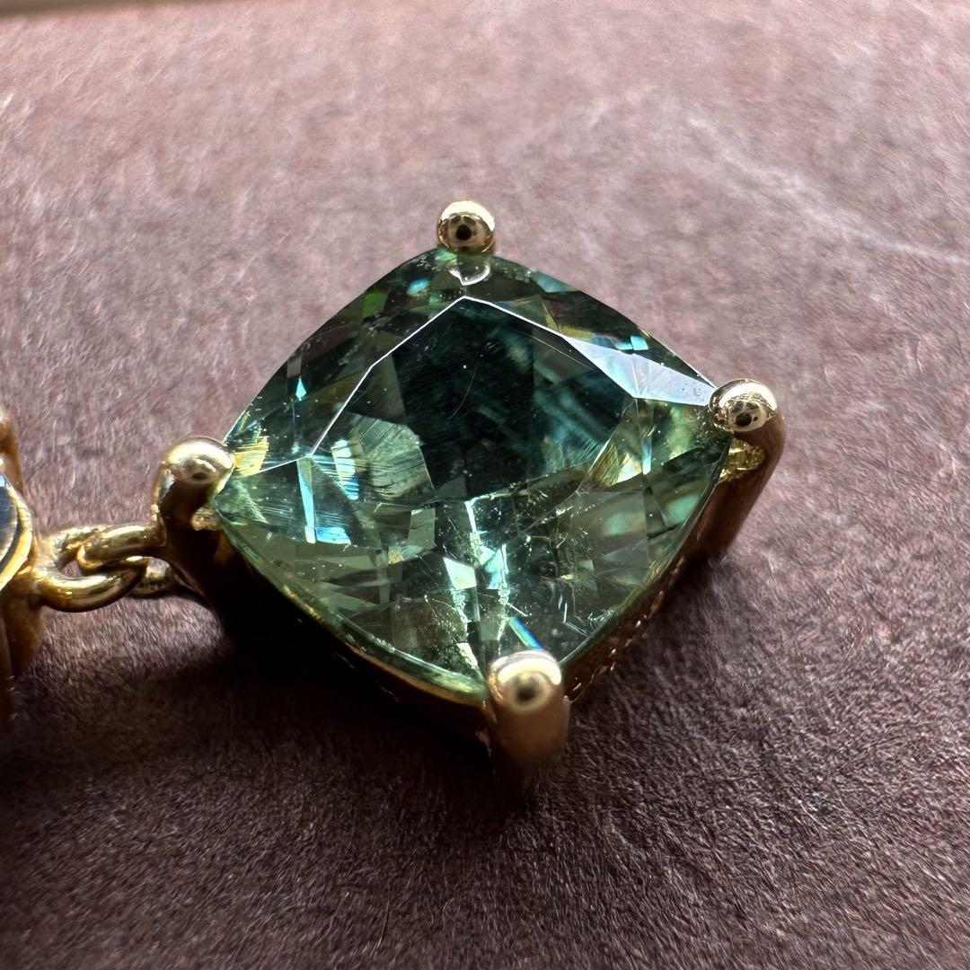 【K18】デマントイドガーネット1.27ct サンタマリアアクア　ペンダント K18】デマントイドガーネット1.27ct サンタマリアアクア ペンダント