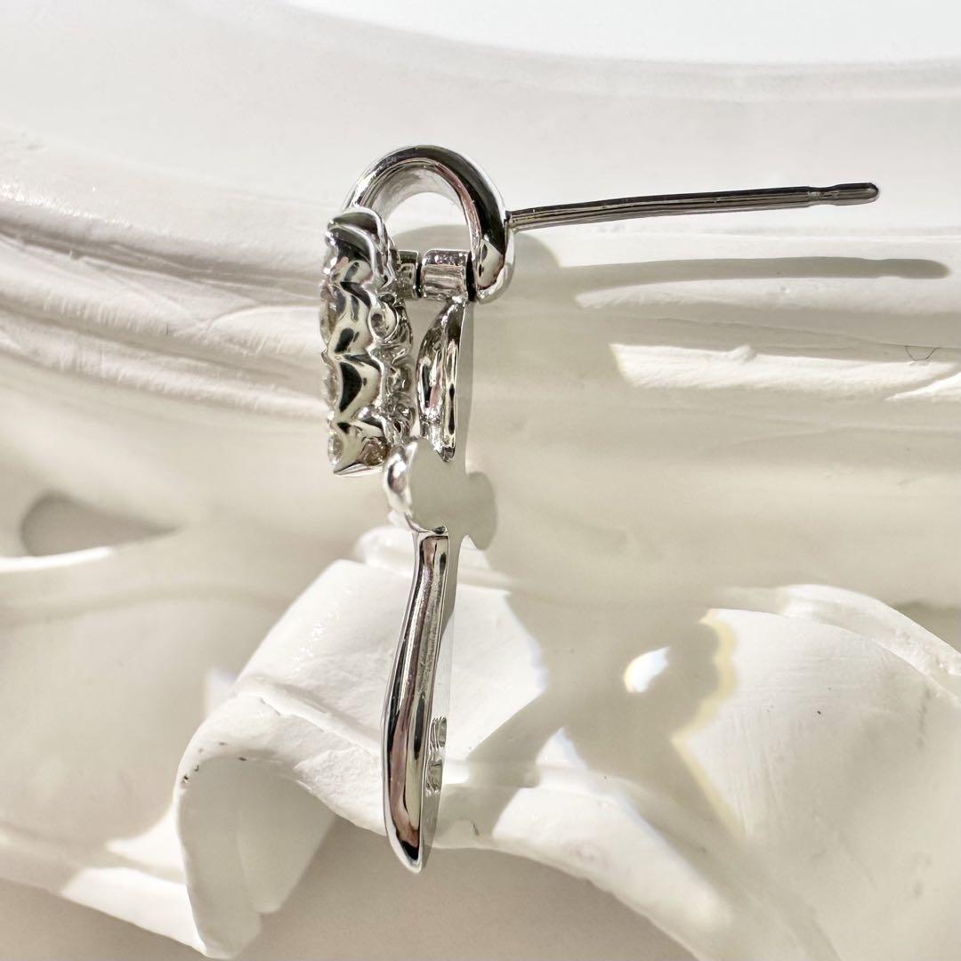 【K18WG】ダイヤモンド 0.14ct*2ピアス ハート 十字架