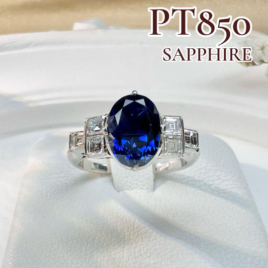 【美品】サファイア リング オーバルカット ダイヤモンド 高級ジュエリー