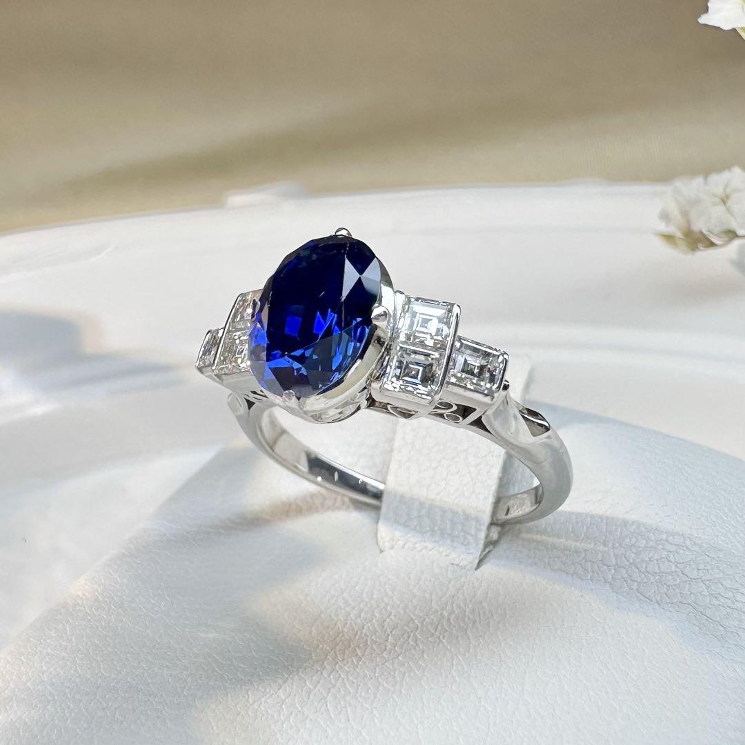 【美品】サファイア リング オーバルカット ダイヤモンド 高級ジュエリー