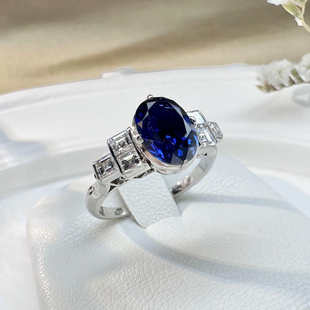 【美品】サファイア リング オーバルカット ダイヤモンド 高級ジュエリー